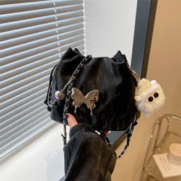 image-Chain Small Bag Female Butterfly Crossbody Single Shoulder Bucket Bag