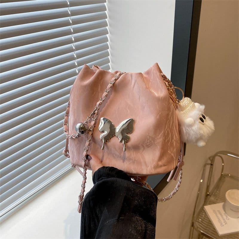 image-Chain Small Bag Female Butterfly Crossbody Single Shoulder Bucket Bag