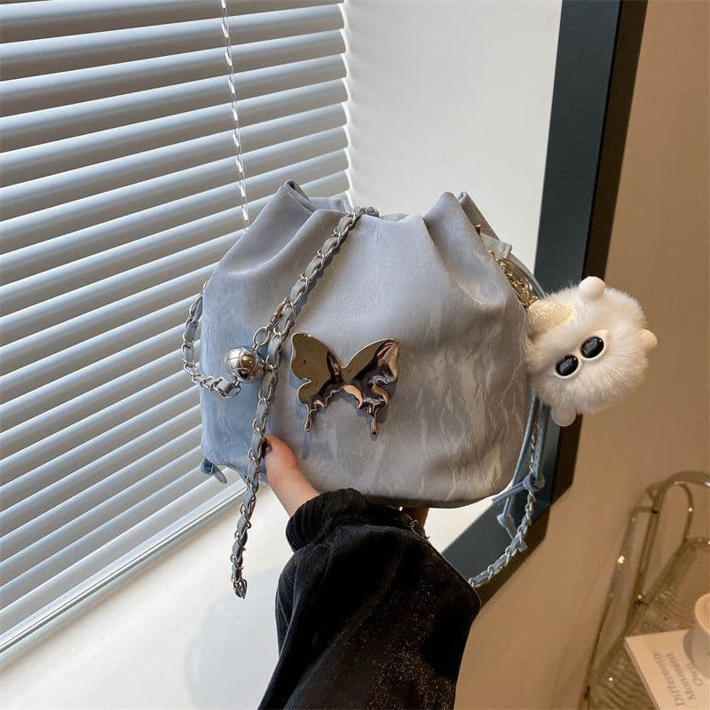 image-Chain Small Bag Female Butterfly Crossbody Single Shoulder Bucket Bag