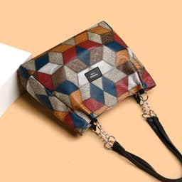 image-New Simple Stitching Fashion Shoulder Bag Large Capacity Totes PU Soft Texture Casual Light Trendy Handbag