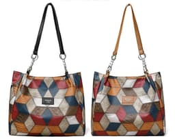 image-New Simple Stitching Fashion Shoulder Bag Large Capacity Totes PU Soft Texture Casual Light Trendy Handbag