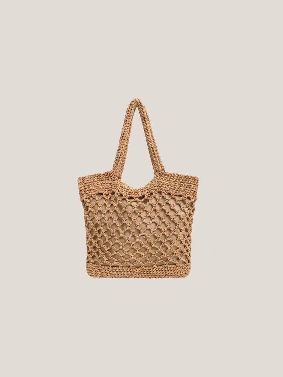 image-Fishnet Straw Bag Female Woven Tote