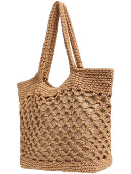 image-Fishnet Straw Bag Female Woven Tote