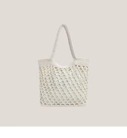 image-Fishnet Straw Bag Female Woven Tote