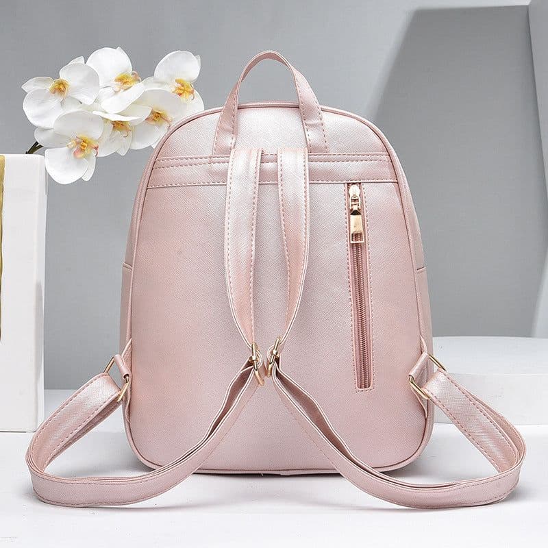 image-Fashion Women's Bags PU Bow Composite Bag Young Girl Student Cute Shoulders Backpack Crossbody Bags Coin Purse 3pcs Set