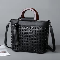 image-Women's Fashion Personalized Sheepskin Rivet Bag