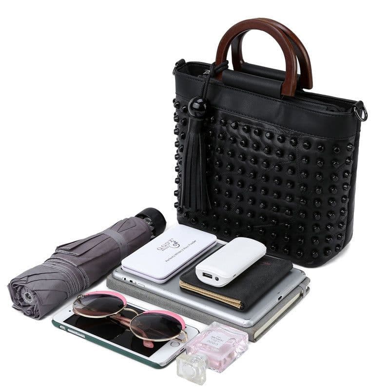 image-Women's Fashion Personalized Sheepskin Rivet Bag