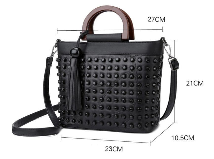 image-Women's Fashion Personalized Sheepskin Rivet Bag
