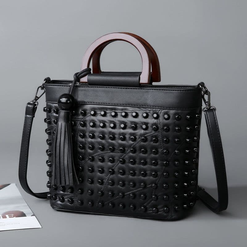image-Women's Fashion Personalized Sheepskin Rivet Bag
