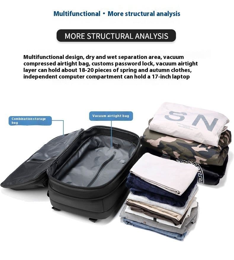 image-Men's Large-capacity Backpack Dry Wet Separation Anti-theft Package Business Leisure Unisex Backpack
