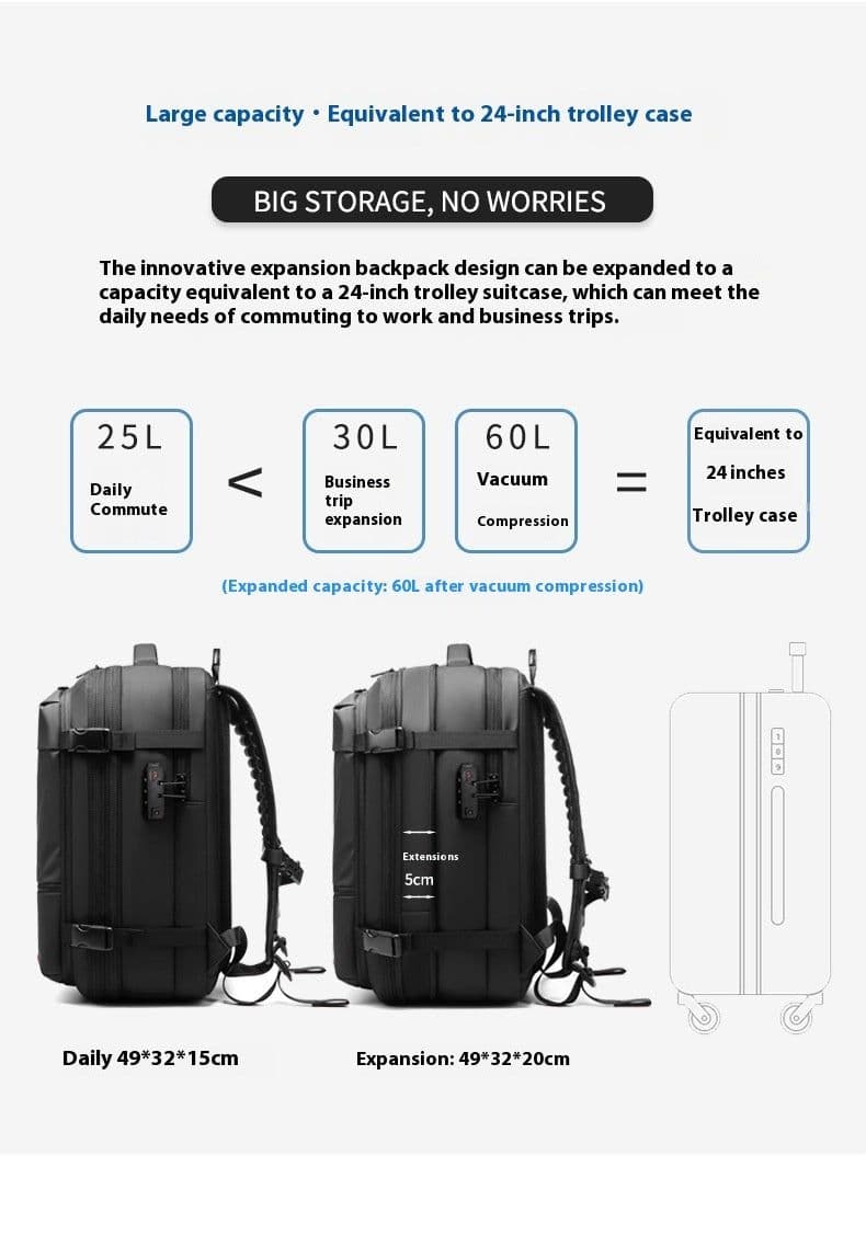 image-Men's Large-capacity Backpack Dry Wet Separation Anti-theft Package Business Leisure Unisex Backpack