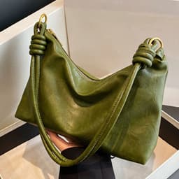 image-Women's High-end Soft Leather Textured Shoulder Geometric Wide Shoulder Strap Crossbody Bag