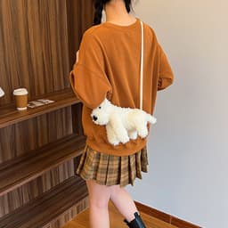 image-Cute Puppy Plush Bag Fashion Cartoon Shoulder Messenger Bag