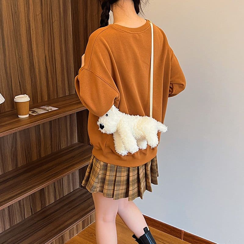 image-Cute Puppy Plush Bag Fashion Cartoon Shoulder Messenger Bag