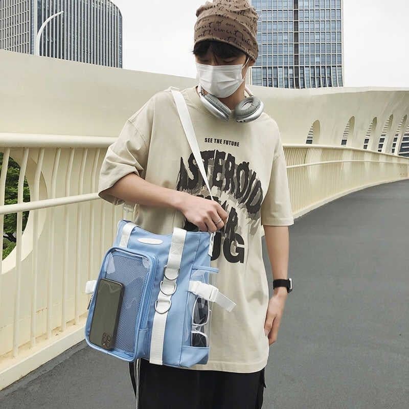 image-Japanese Minority Design Transparent College Style Fashion All-match Good-looking Large-capacity Crossbody Bag