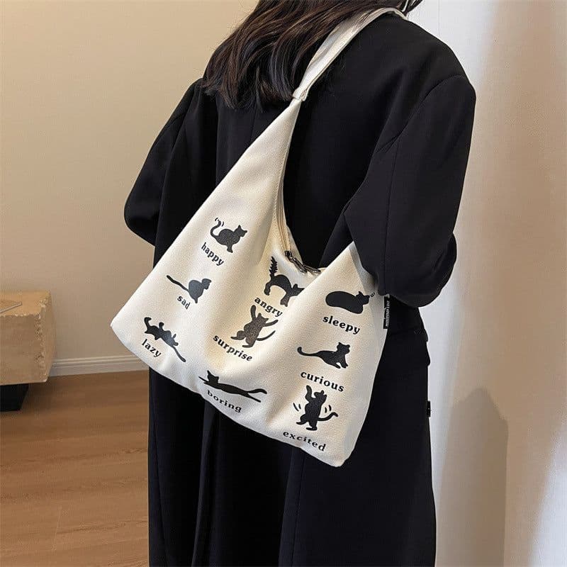image-Canvas Bag Women's One-shoulder Summer Small Japanese Korean Idle Style Original Handbags Large Capacity