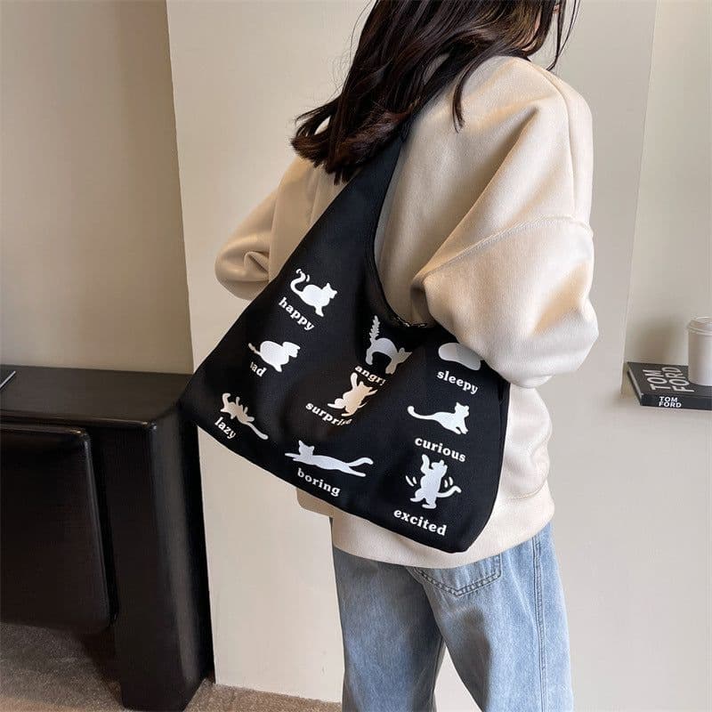 image-Canvas Bag Women's One-shoulder Summer Small Japanese Korean Idle Style Original Handbags Large Capacity