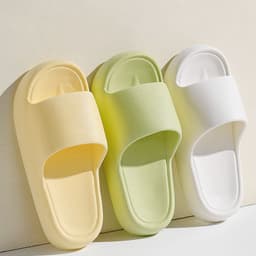 image-Solid Thick-soled Home Slippers Summer Non-slip Floor Bathroom Slipper For Women Men's House Shoes