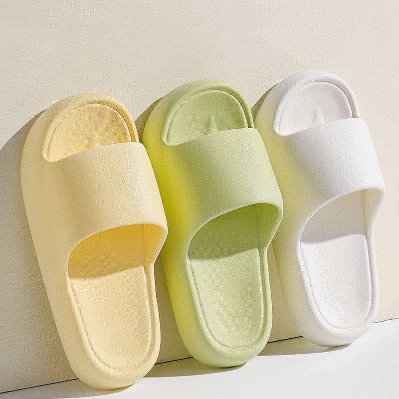image-Solid Thick-soled Home Slippers Summer Non-slip Floor Bathroom Slipper For Women Men's House Shoes