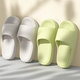 image-Solid Thick-soled Home Slippers Summer Non-slip Floor Bathroom Slipper For Women Men's House Shoes