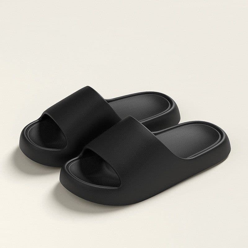 image-Solid Thick-soled Home Slippers Summer Non-slip Floor Bathroom Slipper For Women Men's House Shoes