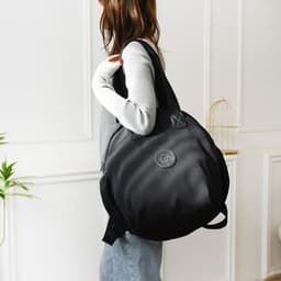 image-Black Round Bags Women Fashion Large Capacity Multifunctional Backpack Shoulder Bag Handbag