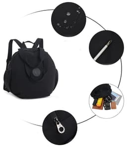 image-Black Round Bags Women Fashion Large Capacity Multifunctional Backpack Shoulder Bag Handbag