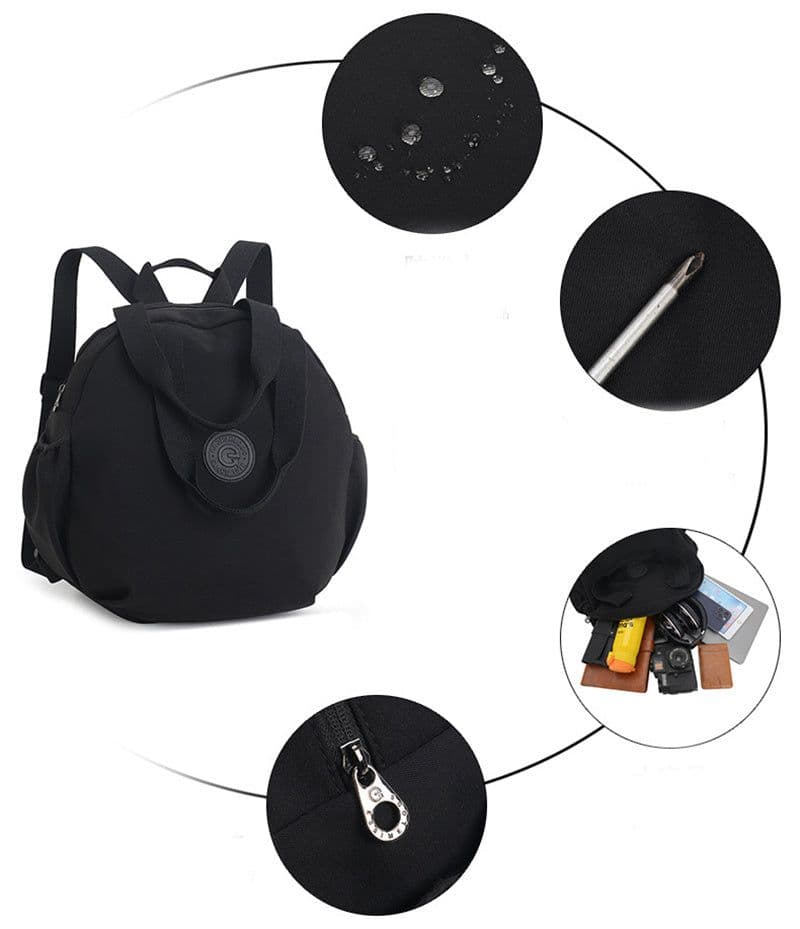 image-Black Round Bags Women Fashion Large Capacity Multifunctional Backpack Shoulder Bag Handbag
