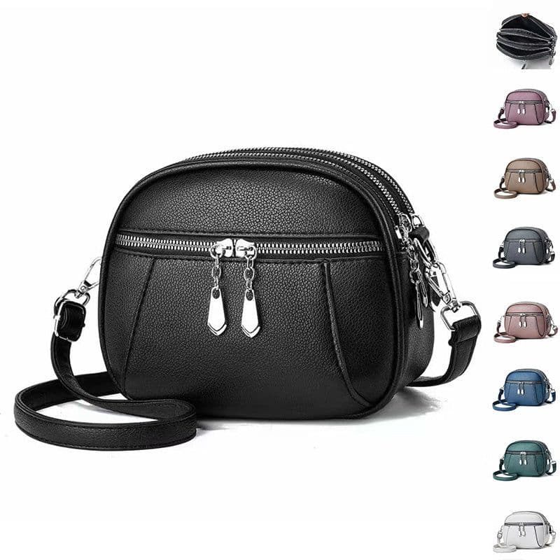 image-Solid Color Small Round Bag Fashion Multi-pocket Large Capacity Shoulder Crossbody Bags For Women Handbags