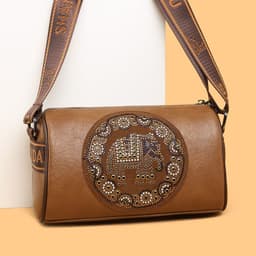 image-Women's Stylish Colored Diamond Shoulder Messenger Bag