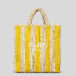 image-Striped Hand-woven Straw Bag Women's Embroidered Letters