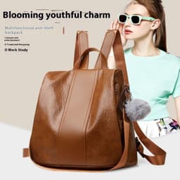 image-Women's Fashion All-match Double Back Casual Large-capacity Backpack