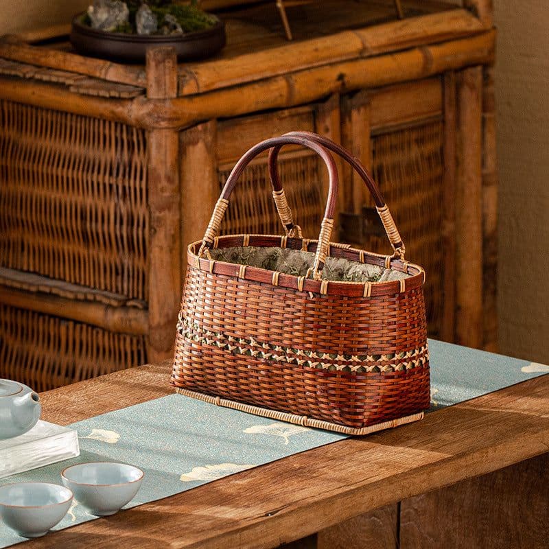 image-Handmade Bamboo Woven Bag Women's Handbag