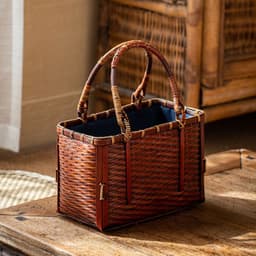 image-Handmade Bamboo Woven Bag Women's Handbag