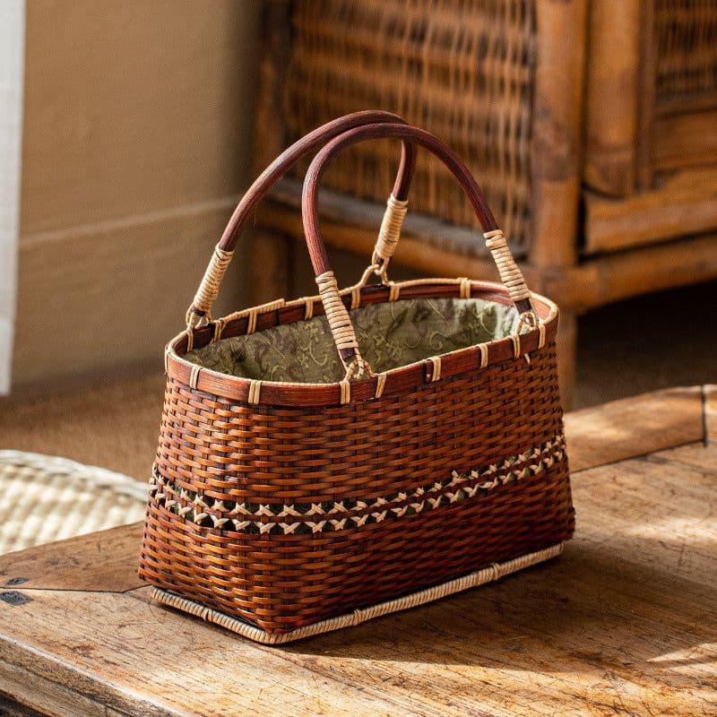 image-Handmade Bamboo Woven Bag Women's Handbag