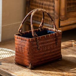 image-Handmade Bamboo Woven Bag Women's Handbag