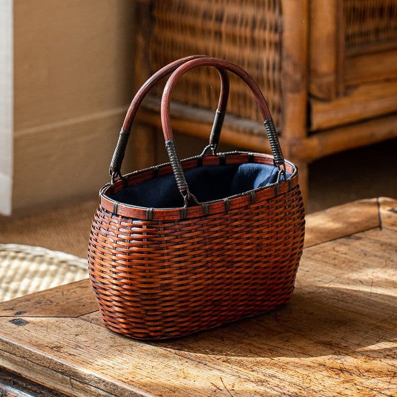 image-Handmade Bamboo Woven Bag Women's Handbag