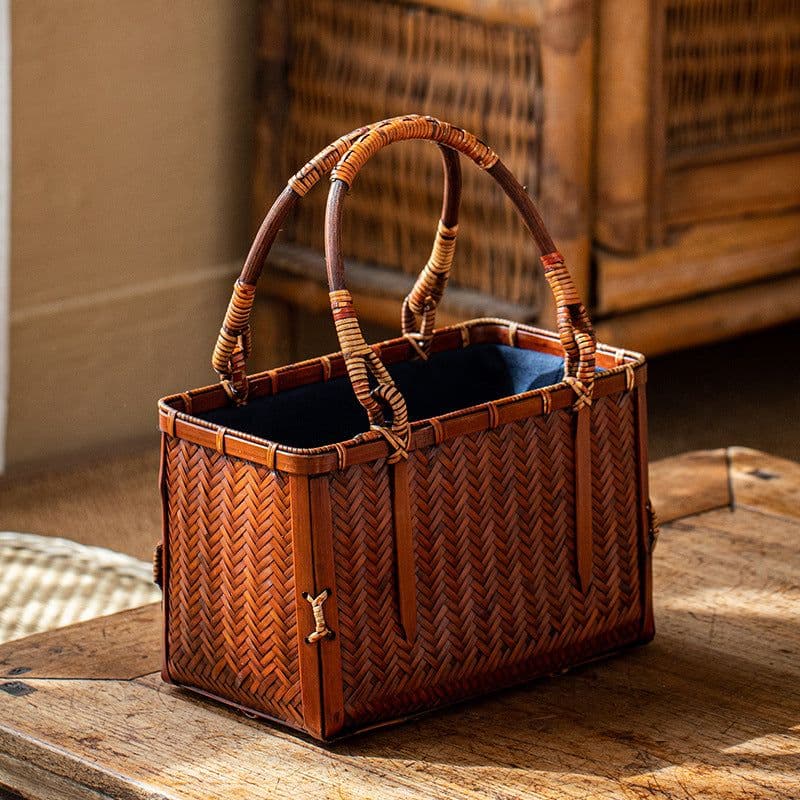 image-Handmade Bamboo Woven Bag Women's Handbag