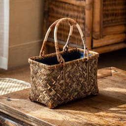 image-Handmade Bamboo Woven Bag Women's Handbag