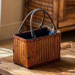 image-Handmade Bamboo Woven Bag Women's Handbag