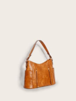 image-Retro Double Zipper Tassel Women's Portable Shoulder Bag
