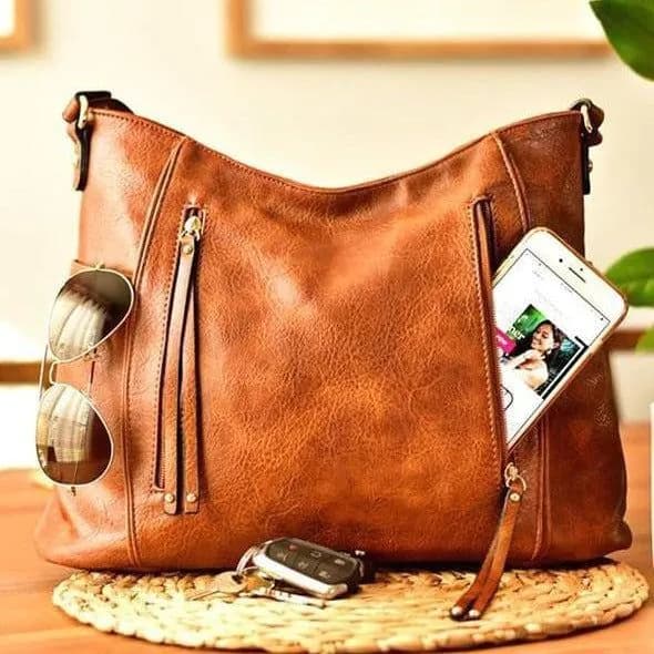 image-Retro Double Zipper Tassel Women's Portable Shoulder Bag