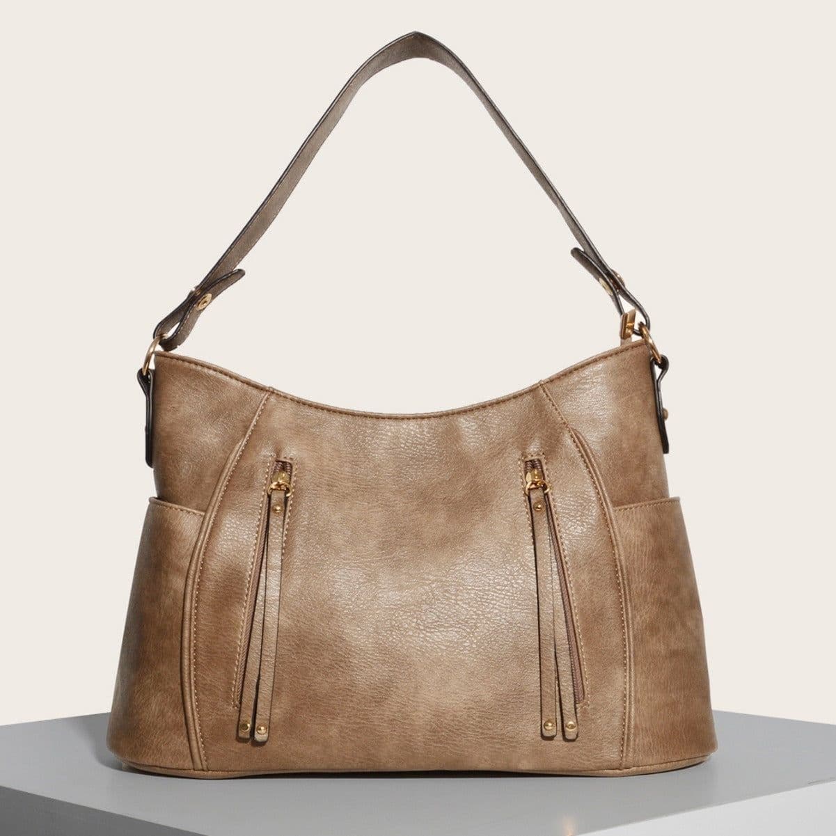 image-Retro Double Zipper Tassel Women's Portable Shoulder Bag