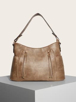 image-Retro Double Zipper Tassel Women's Portable Shoulder Bag