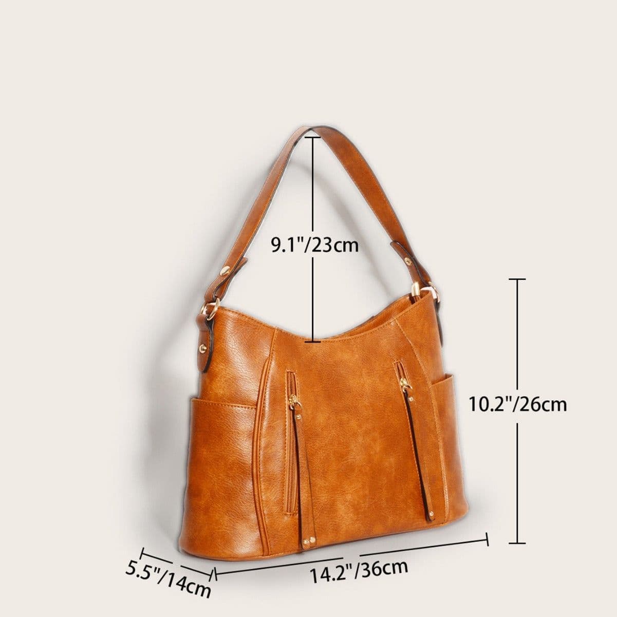 image-Retro Double Zipper Tassel Women's Portable Shoulder Bag