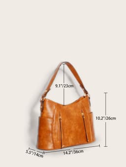 image-Retro Double Zipper Tassel Women's Portable Shoulder Bag