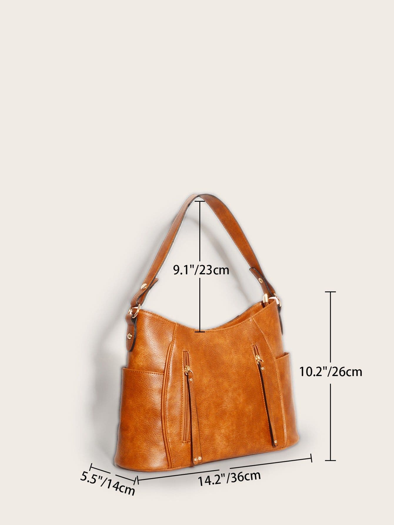 image-Retro Double Zipper Tassel Women's Portable Shoulder Bag