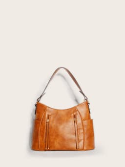 image-Retro Double Zipper Tassel Women's Portable Shoulder Bag