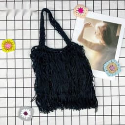 image-European And American Handmade Solid Color Tassel Bag Ethnic Style
