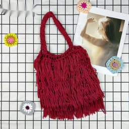 image-European And American Handmade Solid Color Tassel Bag Ethnic Style